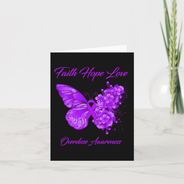 Carte Foi papillon Espoir Amour Surdose Sensibilisation (Devant)