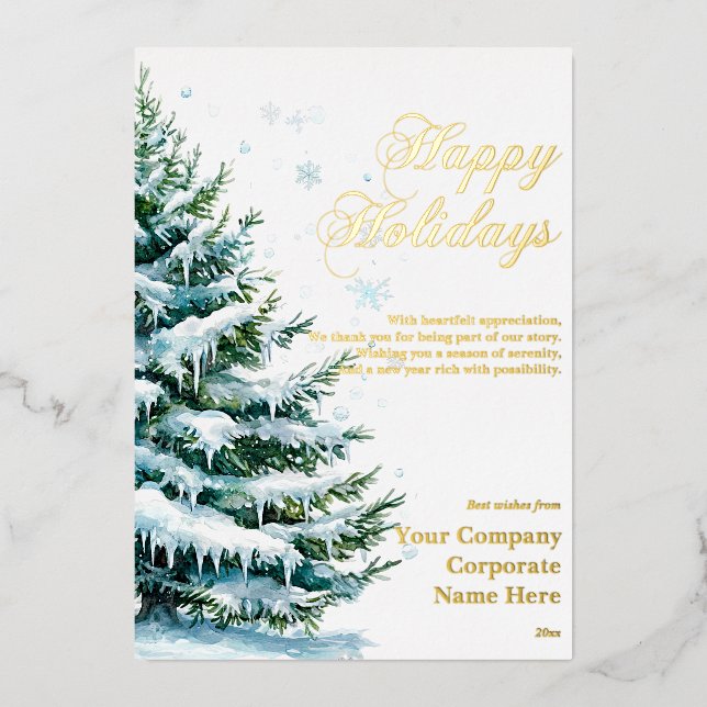 Carte Foil À feuillage persistant de neige d'entre (Recto)