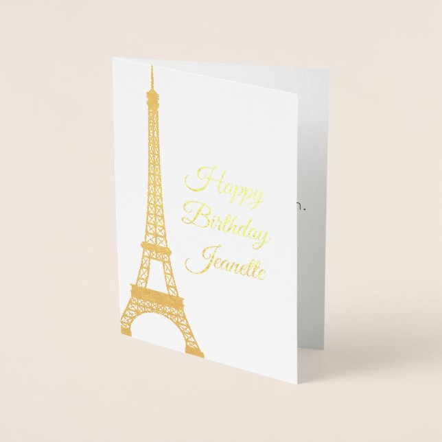 Carte Foil Birthday, Carte Happy Birthday, Paris (Devant)