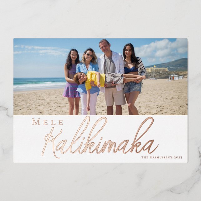 Carte Foil Hawaii Joyeux Noël Calligraphie (Recto)