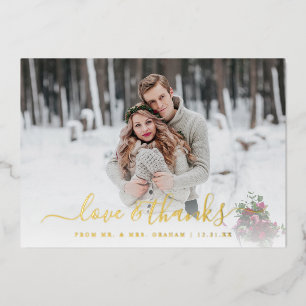 Carte Foil Love and Thanks Mariage Photo Overlay