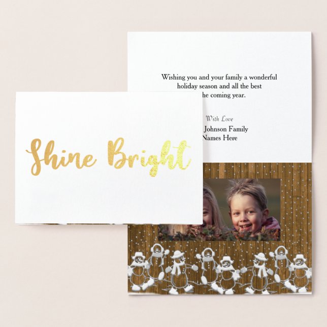 Carte Foil Photo Snowman brillant (Affichage)