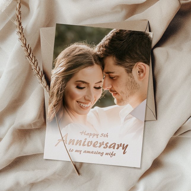 Carte Foil simple Mariage photo Anniversaire (Capture cherished memories and express heartfelt love in one beautifully crafted card.)