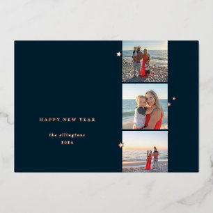 Carte Foil Star Triple Photo Holiday