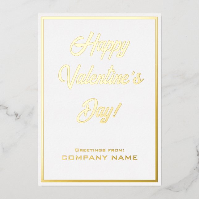 Carte Foil Valentine pour affaires blanc et or (Recto)