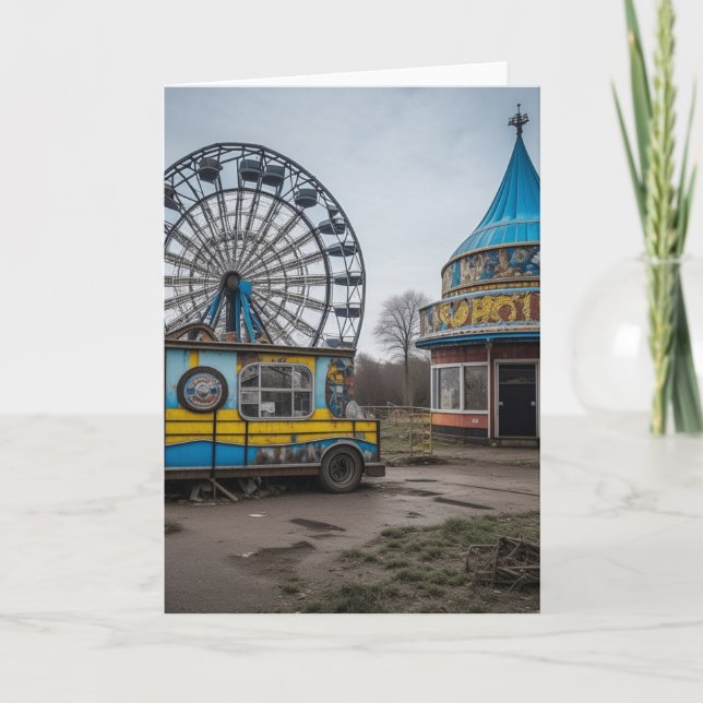 Carte Foire abandonnée Roue de Ferris vide et tente (Devant)