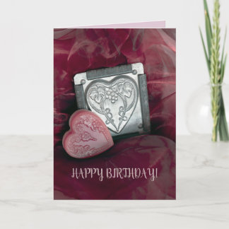 Carte Fold Pink Greeting Card BIRTHDAY hearts add name!