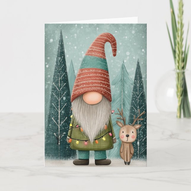 Carte Folded 5x7 Gnome Christmas Card (Devant)