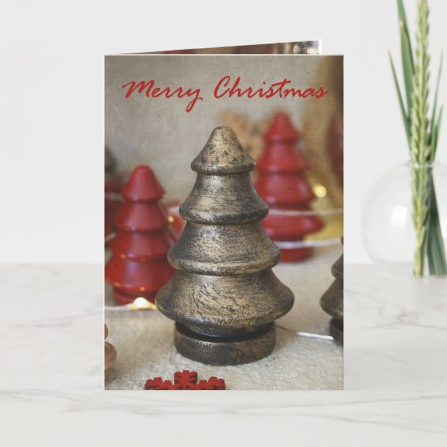 Carte Folded Aged Gold Tree Christmas Card (Devant)