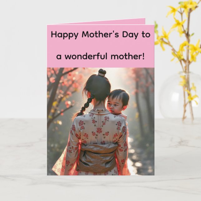 Carte Folded Greeting Card for Mother's Day (Fleur jaune)