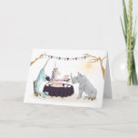 Carte Folded Greeting Card 'Unicorn Tea Party'<br><div class="desc">The Unicorn's Birthday Tea Party with special guests the Narwhal and the Rhino</div>