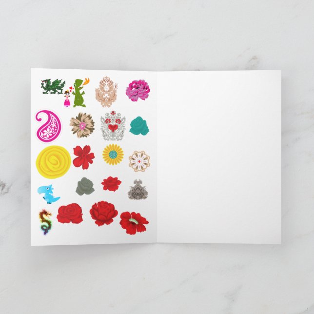 Carte Folded Greeting Cards | Floral Dragon Art (Intérieur)