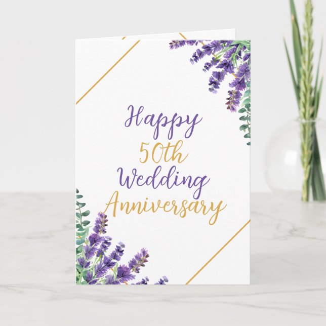 Carte Foliage aquarelle 50e anniversaire de Mariage (Devant)