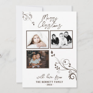 Carte Foliage moderne 3 Photo Collage Noël