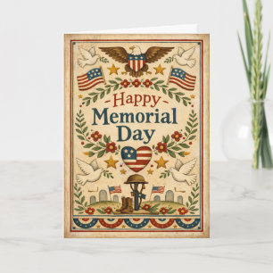 Carte Folk Art Americana Jour du Souvenir