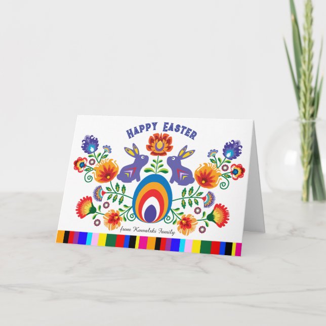 Carte 🐰 🐇 folklore de Pâques avec 2 lapins, (Devant)