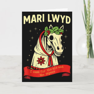 Carte Folklore drôle rétro squelette cheval Mari Lwyd Yu