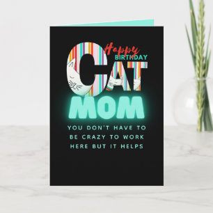 Carte Folle Maman de Chat Moderne Personnalisée Annivers