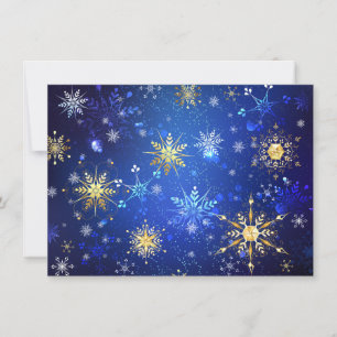 Carte Fond bleu de Noël avec flocons d'or
