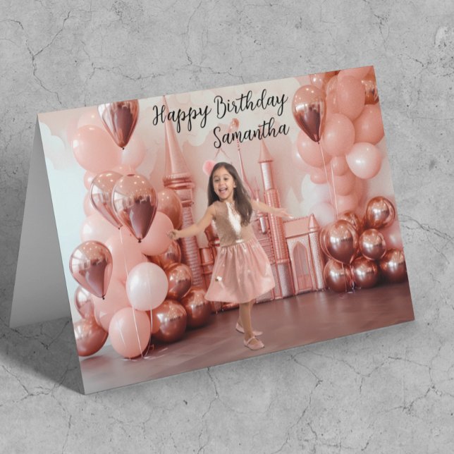 Carte Fond de toile de fond Rose Gold Anniversaire Photo (Créateur téléchargé)