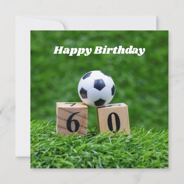 Carte Football 60e anniversaire avec balle et nombre sur (Devant)
