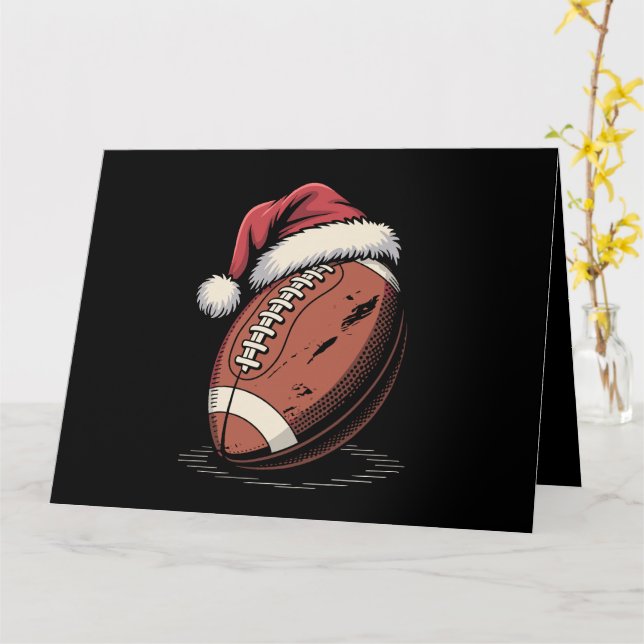 Carte Football américain Santa Hat Sports Noël (Fleur jaune)