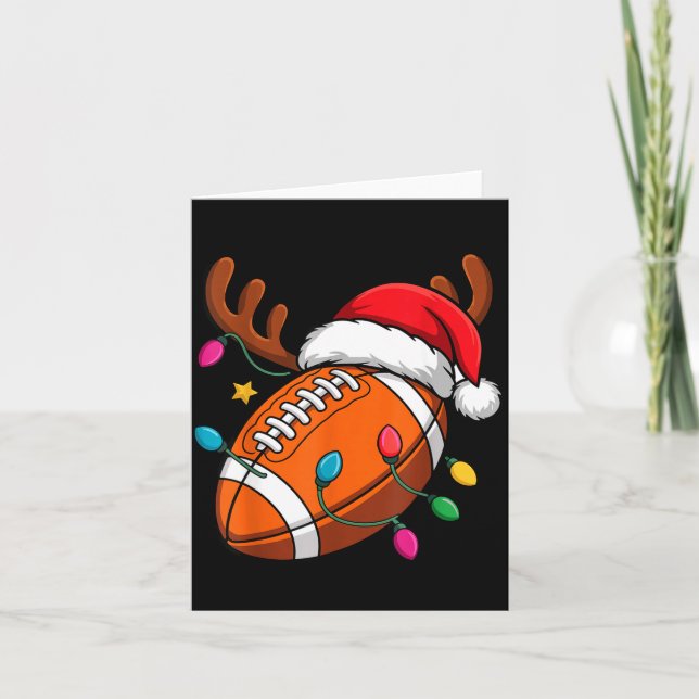 Carte Football American Reindeer Horns Christmas Xmas Ba (Devant)