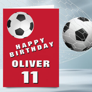 Carte Football Ball Red Boy Joyeux anniversaire