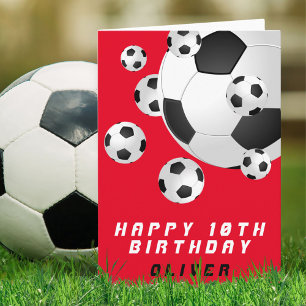 Carte Football Ball Red Kids Boy Joyeux anniversaire