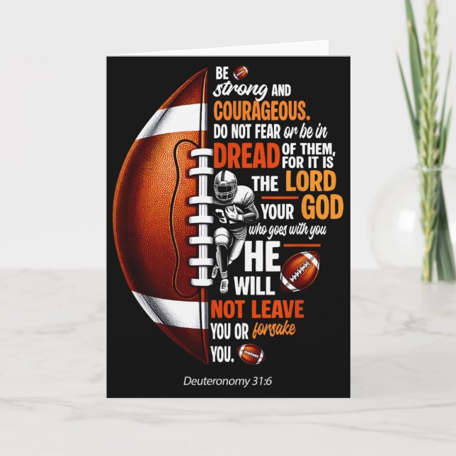 Carte Football chrétien Deutéronome 31 6 Bible Christia (Devant)