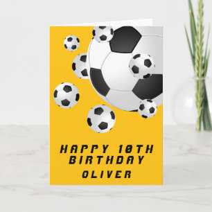 Carte Football Jaune Ball Boy Joyeux anniversaire