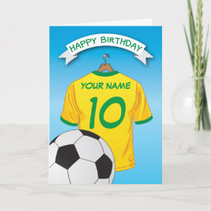Carte Football Jaune Chemise verte Personnalisée Anniver