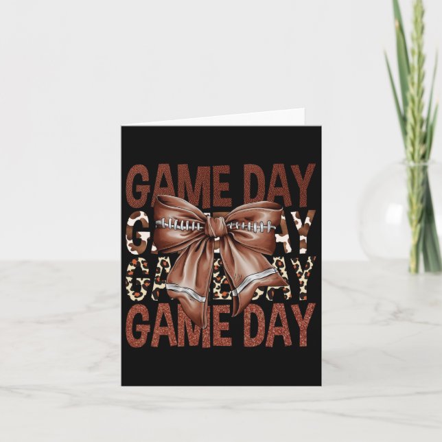 Carte Football Jour de Match Bow Léopard Femmes Filles E (Devant)