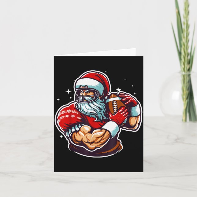 Carte Football Player Santa Christmas Pajama Funny X-mas (Devant)