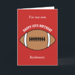 Carte Football rouge 13ème anniversaire de son fils<br><div class="desc">Une carte son d'anniversaire de football de 13 ans,  que vous pouvez facilement personnaliser avec son nom et son âge si c'est un autre âge. L'intérieur lit un message d'anniversaire,  que vous pouvez facilement éditer aussi. Vous pouvez personnaliser le dos de cette carte d'anniversaire de football avec l'année.</div>