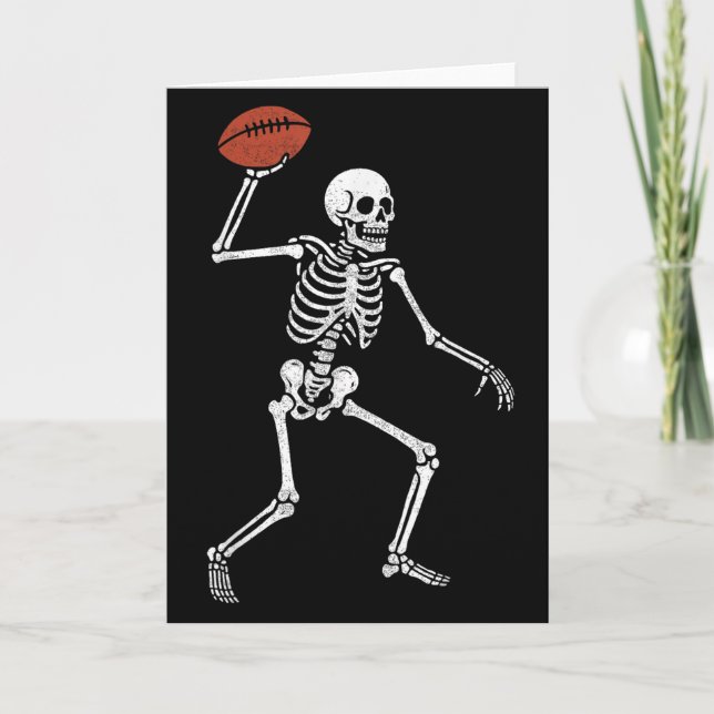 Carte Football Skeleton Playing Football Halloween Skull (Devant)