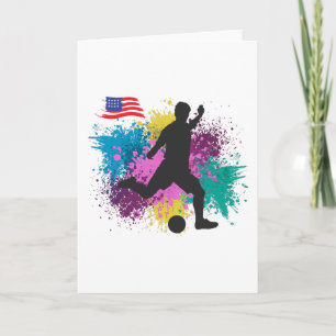 Carte Football USA Couleurs Grungy Éclaboussures