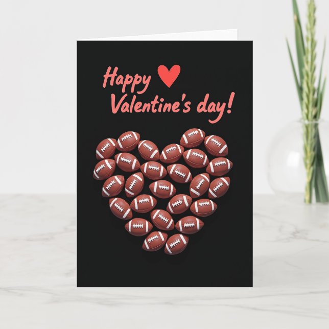 Carte Footballs Form Heart Valentines Card (Devant)