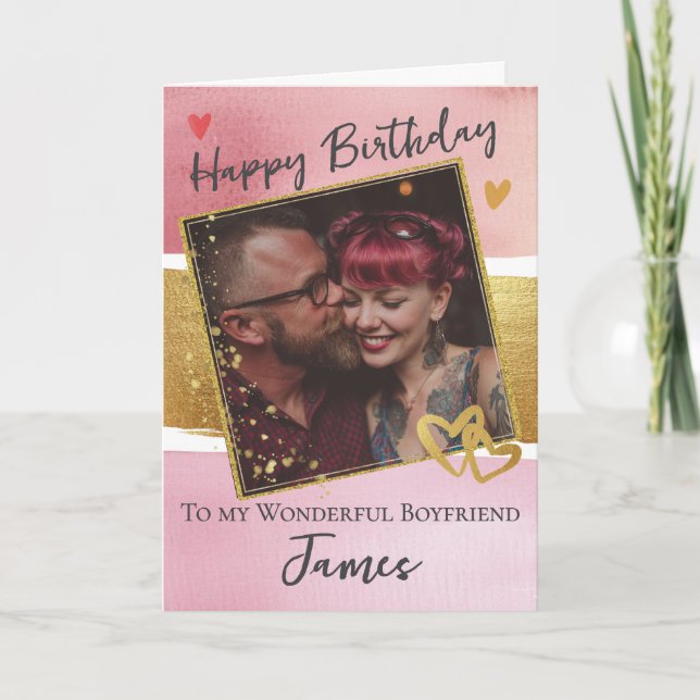Carte For A Wonderful Boyfriend 1 Photo Birthday Card (Devant)
