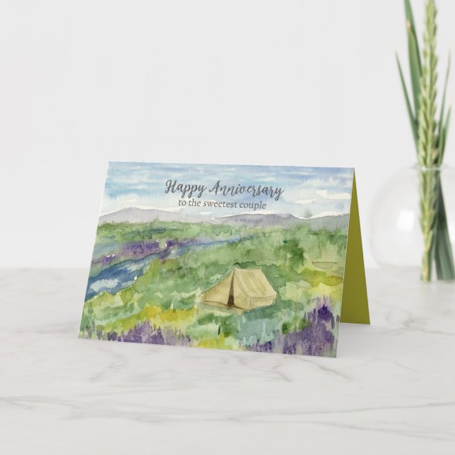 Carte For Couple Happy Anniversary Camping Desert Flower (Devant)