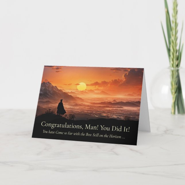Carte For Him Man Graduation Inspirational Cap and Gown  (Devant)