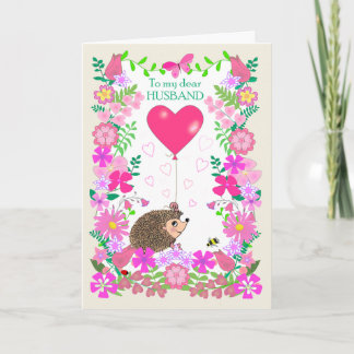 Carte For Husband Valentine with a Cute Hedgehog