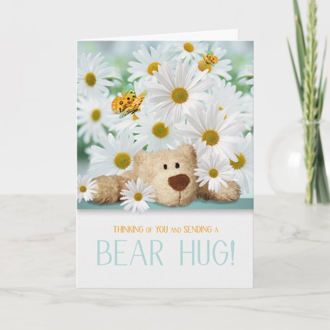 Carte for Kids Sympathy Teddy Bear Hug and Daisies (Devant)