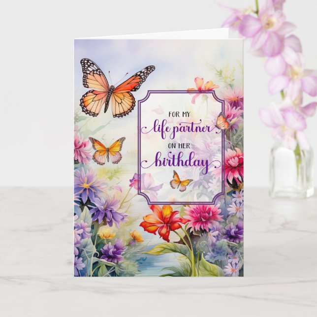 Carte For Life Partner Birthday Wildflower Garden  (Orchidée)