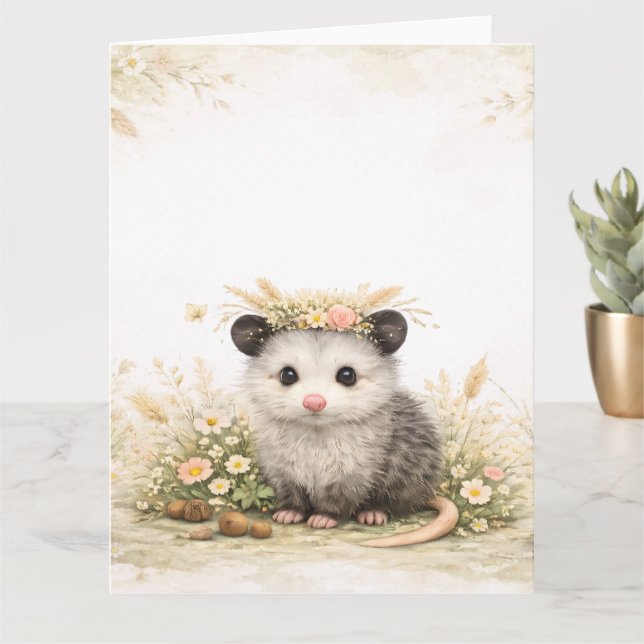 Carte Forest friend woodland opossum  (Petite plante)