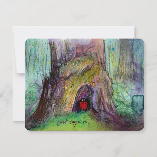 Carte forestcore Ladybug Juste pour dire bonjour (Devant)