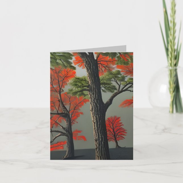 Carte Forêt Abstraite du nord de l'automne (Devant)