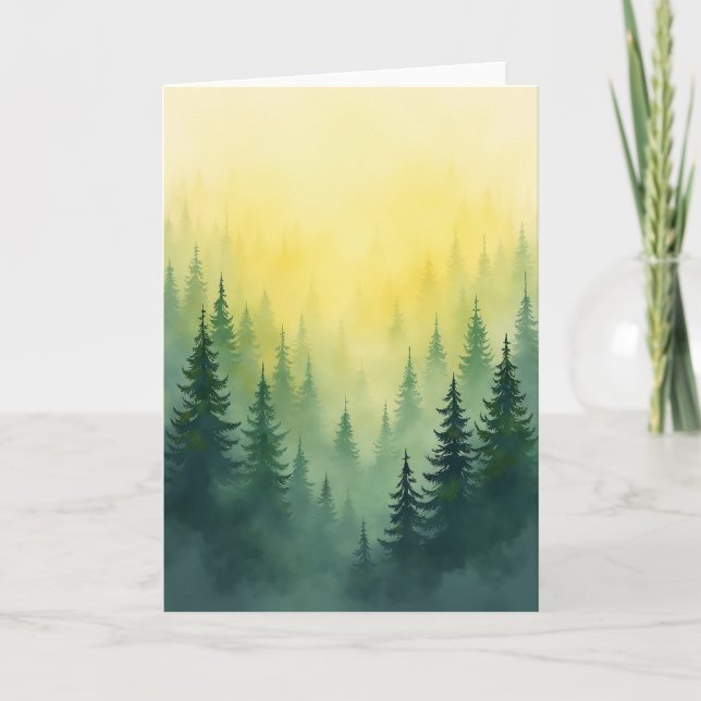 Carte forêt d'anniversaire brume dorée (Devant)