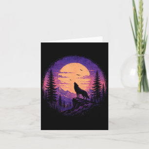 Carte Forêt de montagne de loup lune sauvage nature