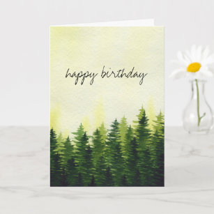 Carte Forêt de pins verdoyante   Joyeux anniversaire